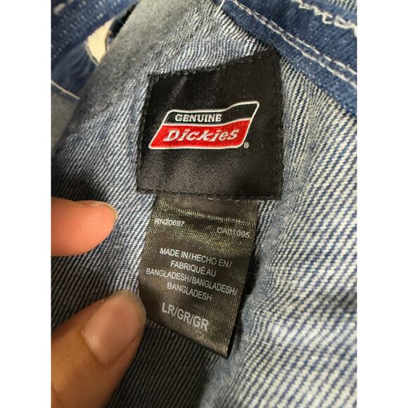 Dickies Genuine Durable Bib Denim Jeans Relaxed Overalls EB713RNB Blue Men Large - Picture 6 of 9